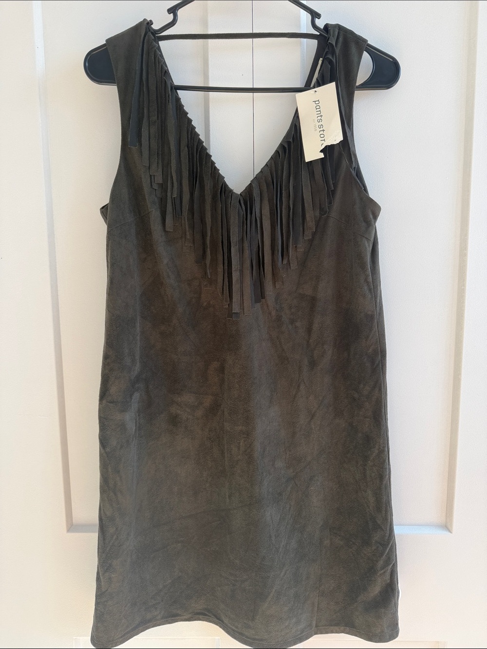 Women's Olive faux Suede Fringe dress